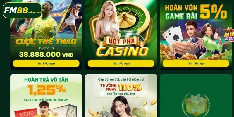 Khuyến mãi FM88 - Ưu đãi ngập tràn dành cho người chơi 2 Chương trình khuyến mãi nhà cái FM88 hấp dẫn